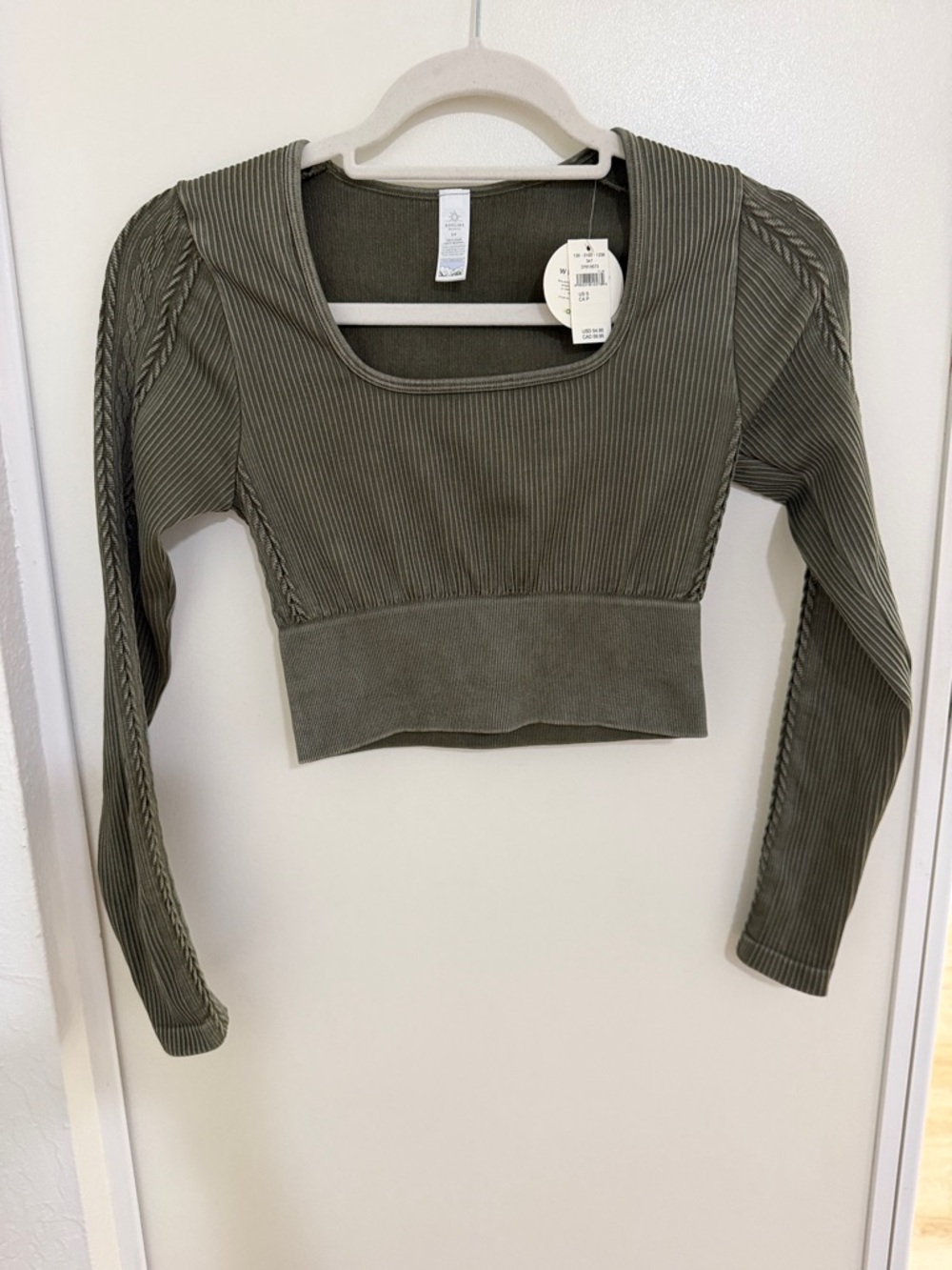 NWT Aerie Offline by Aerie Seamless Cable Square Neck Top in Olive
